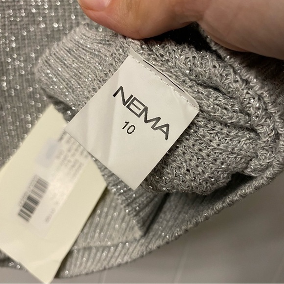 NWT Nema Greece Resort Wear Knit Metallic Silver Crop Top Vacation Summer tank - Picture 10 of 11